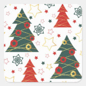 Christmas Gold Twinkle Starry Pines Vierkante Sticker (Voorkant)