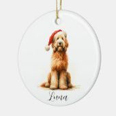 Christmas Golden Doodle Dog Santa Hat Ornament (Links)