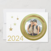 Christmas Golden Lijst One Photo Stars Feestdagenkaart (Voorkant)