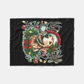 Christmas Golden Retriever Antlers Santa Hat Long  Fleece Deken (Voorkant (Horizontaal))