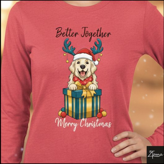 Christmas Golden Retriever Gift Graphic Reindeer Tri-Blend Shirt