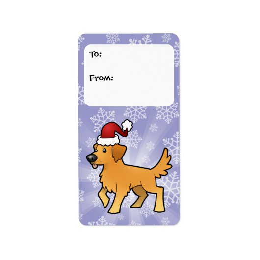 Christmas Golden Retriever Gift Labels (Voorkant)