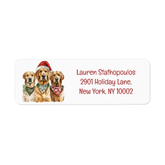 Christmas Golden Retriever Honden Etiket (Voorkant)