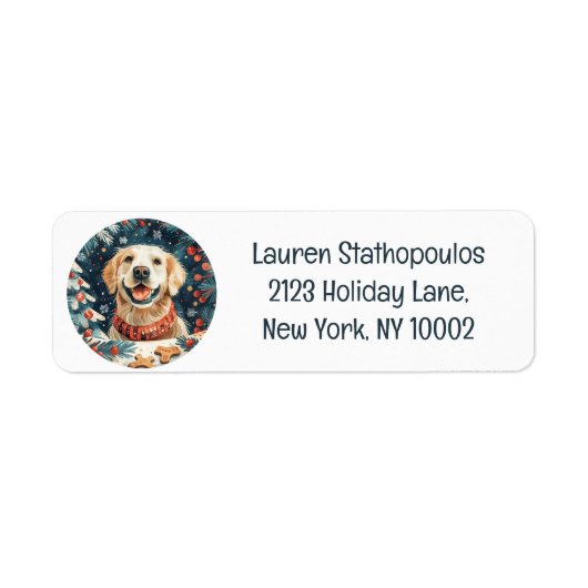 Christmas Golden Retriever Honden Etiket (Voorkant)