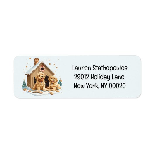 Christmas Golden Retriever Honden Gingerbread Hous Etiket (Voorkant)