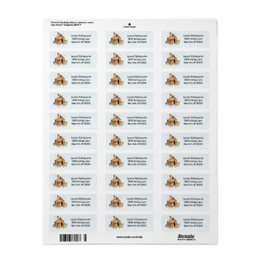 Christmas Golden Retriever Honden Gingerbread Hous Etiket (Full Sheet)
