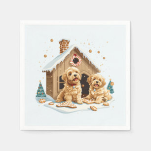 Christmas Golden Retriever Honden Gingerbread Hous Servet