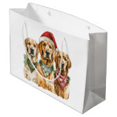 Christmas Golden Retriever Honden Groot Cadeauzakje (Achterkant Gekanteld)