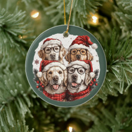 Christmas Golden Retriever Honden Keramisch Ornament