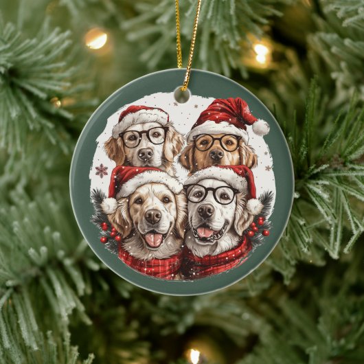 Christmas Golden Retriever Honden Keramisch Ornament (Boom)