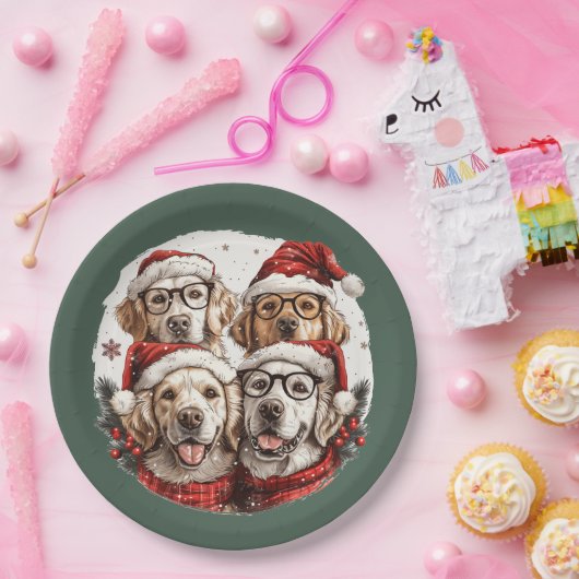 Christmas Golden Retriever Honden Papieren Bordje (Feest)