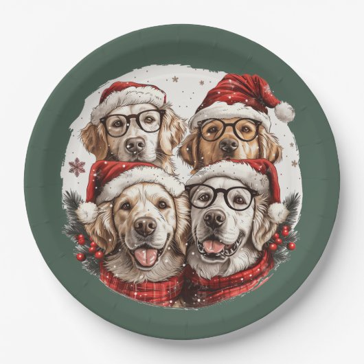 Christmas Golden Retriever Honden Papieren Bordje (Voorkant)