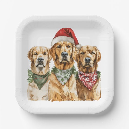Christmas Golden Retriever Honden Papieren Bordje (Voorkant)