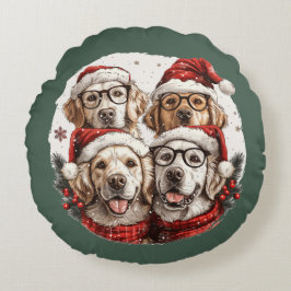 Christmas Golden Retriever Honden Rond Kussen