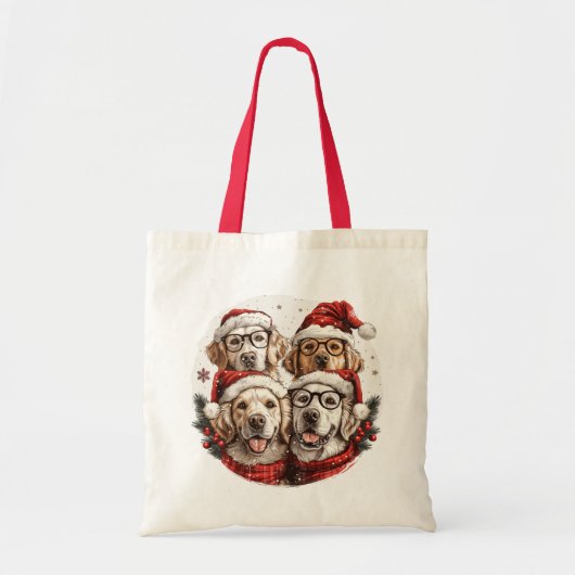Christmas Golden Retriever Honden Tote Bag (Voorkant)
