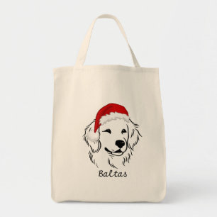 Christmas Golden Retriever in een Santa Hat Canvas Tote Bag