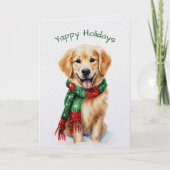 Christmas Golden Retriever In Snowflakes Feestdagen Kaart (Voorkant)
