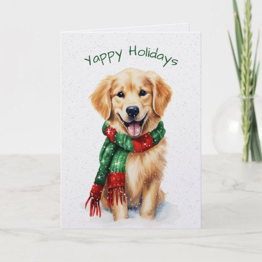 Christmas Golden Retriever In Snowflakes Feestdagen Kaart (Voorkant)