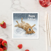 Christmas Golden Retriever Making a Snow Angel Servet (Insitu)