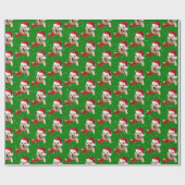 Christmas Golden Retriever op groen Cadeaupapier (Vlak)