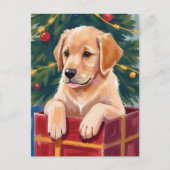 Christmas Golden Retriever Puppy Cadeau Feestdagenkaart (Voorkant)