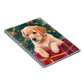Christmas Golden Retriever Puppy Present Notitieboek (Rechterzijde)
