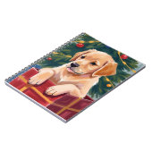 Christmas Golden Retriever Puppy Present Notitieboek (Linkerzijde)