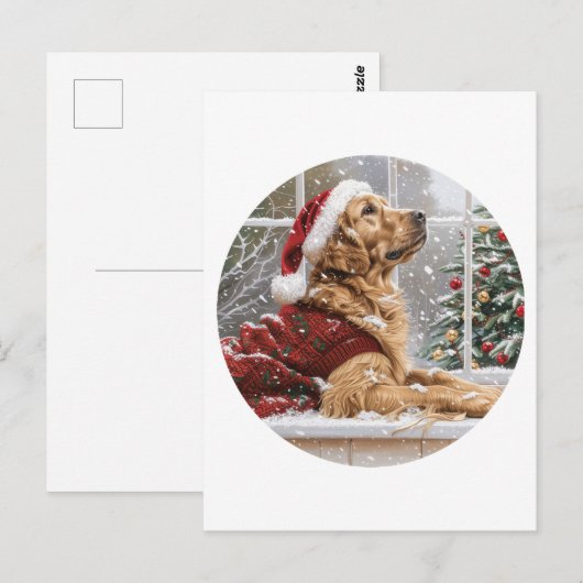 Christmas Golden Retriever Santa Dog Briefkaart (Voorkant / Achterkant)