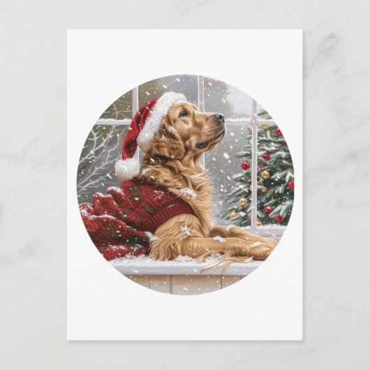 Christmas Golden Retriever Santa Dog Briefkaart (Voorkant)