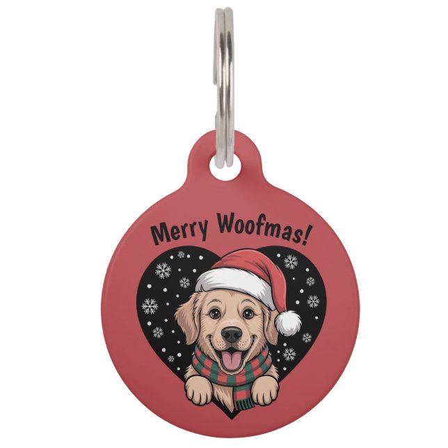 Christmas Golden Retriever - Santa Dog Huisdierpenning (Voorkant)