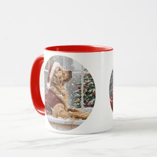 Christmas Golden Retriever Santa Dog Mok (Voorkant links)