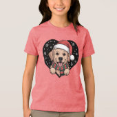 Christmas Golden Retriever - Santa Dog Tri-Blend Shirt (Voorkant)