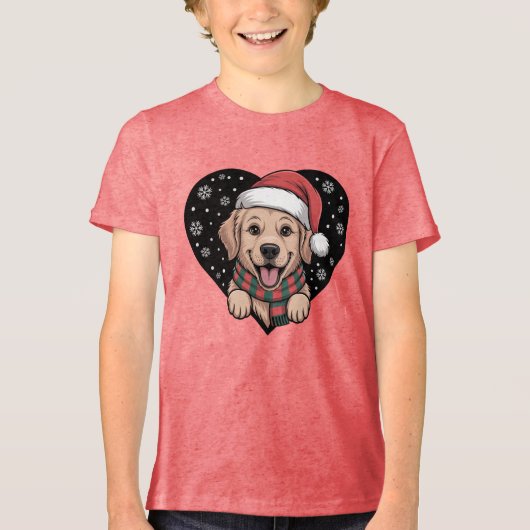Christmas Golden Retriever - Santa Dog Tri-Blend Shirt (Voorkant)