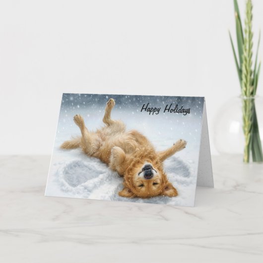 Christmas Golden Retriever Snow Angel Feestdagen Kaart (Voorkant)