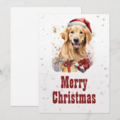 Christmas golden retriever Waterverf Feestdagenkaart (Voorkant / Achterkant)