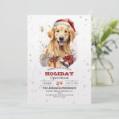 Christmas golden retriever Waterverf Kaart (Staand voorkant)