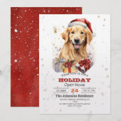Christmas golden retriever Waterverf Kaart (Voorkant / Achterkant)