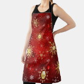 Christmas Golden Snowflakes on Red Background Schort (Insitu)