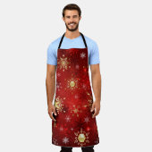 Christmas Golden Snowflakes on Red Background Schort (Gedragen)