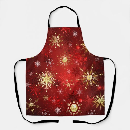 Christmas Golden Snowflakes on Red Background Schort (Voorkant)