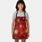 Christmas Golden Snowflakes on Red Background Schort (Insitu)