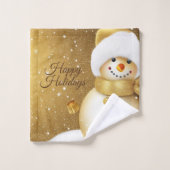 Christmas Golden Snowman Sneeuwvlokken Feestdagen Bad Handdoek (Wasdoekje)