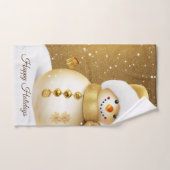 Christmas Golden Snowman Sneeuwvlokken Feestdagen Bad Handdoek (Handdoek)