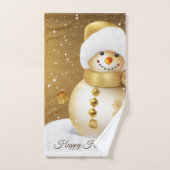 Christmas Golden Snowman Snowflakes Holidays Bad Handdoek (Handdoek)