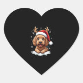Christmas Goldendoodle Dog Reindeer Holiday Doodle Hart Sticker (Voorkant)