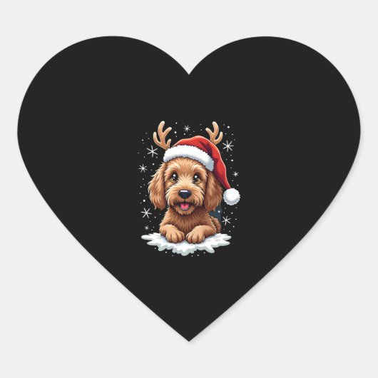 Christmas Goldendoodle Dog Reindeer Holiday Doodle Hart Sticker (Voorkant)