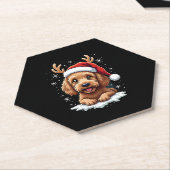 Christmas Goldendoodle Dog Reindeer Holiday Doodle Kartonnen Onderzetters (Schuin)