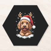 Christmas Goldendoodle Dog Reindeer Holiday Doodle Kartonnen Onderzetters (Voorkant)