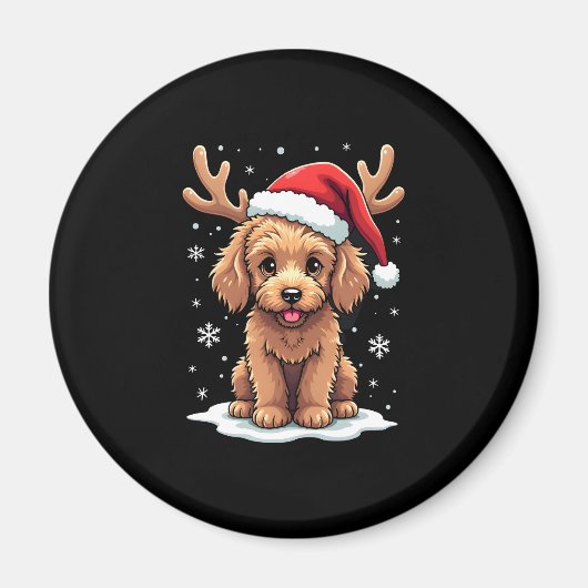 Christmas Goldendoodle Dog Reindeer Holiday Doodle Magneet (Voorkant)