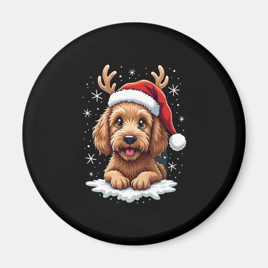 Christmas Goldendoodle Dog Reindeer Holiday Doodle Magneet (Voorkant)